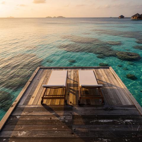 Overwater villa deck above the reef at Veligandu Island Resort, North Ari Atoll, Maldives